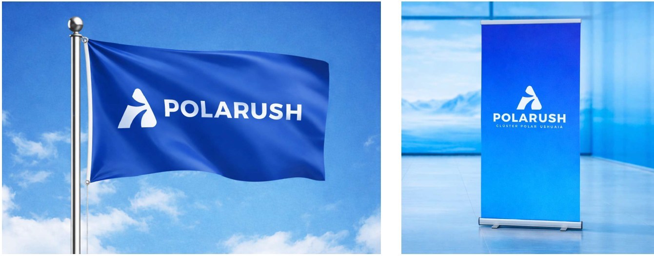 Bandera azul con la identidad de POLARUSH