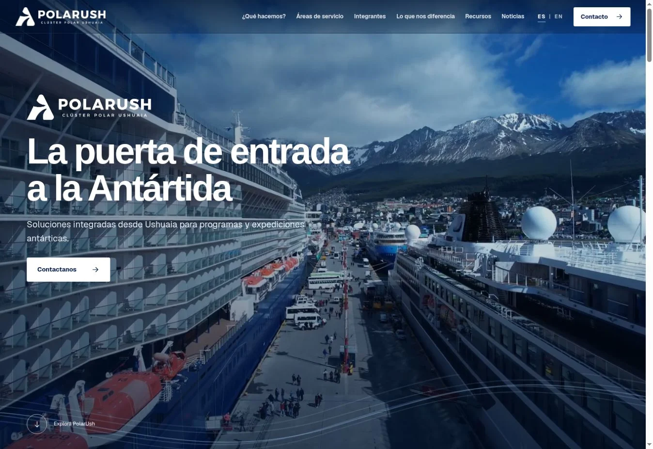 Página web de POLARUSH: Ushuaia, puerta de entrada a la Antártida.